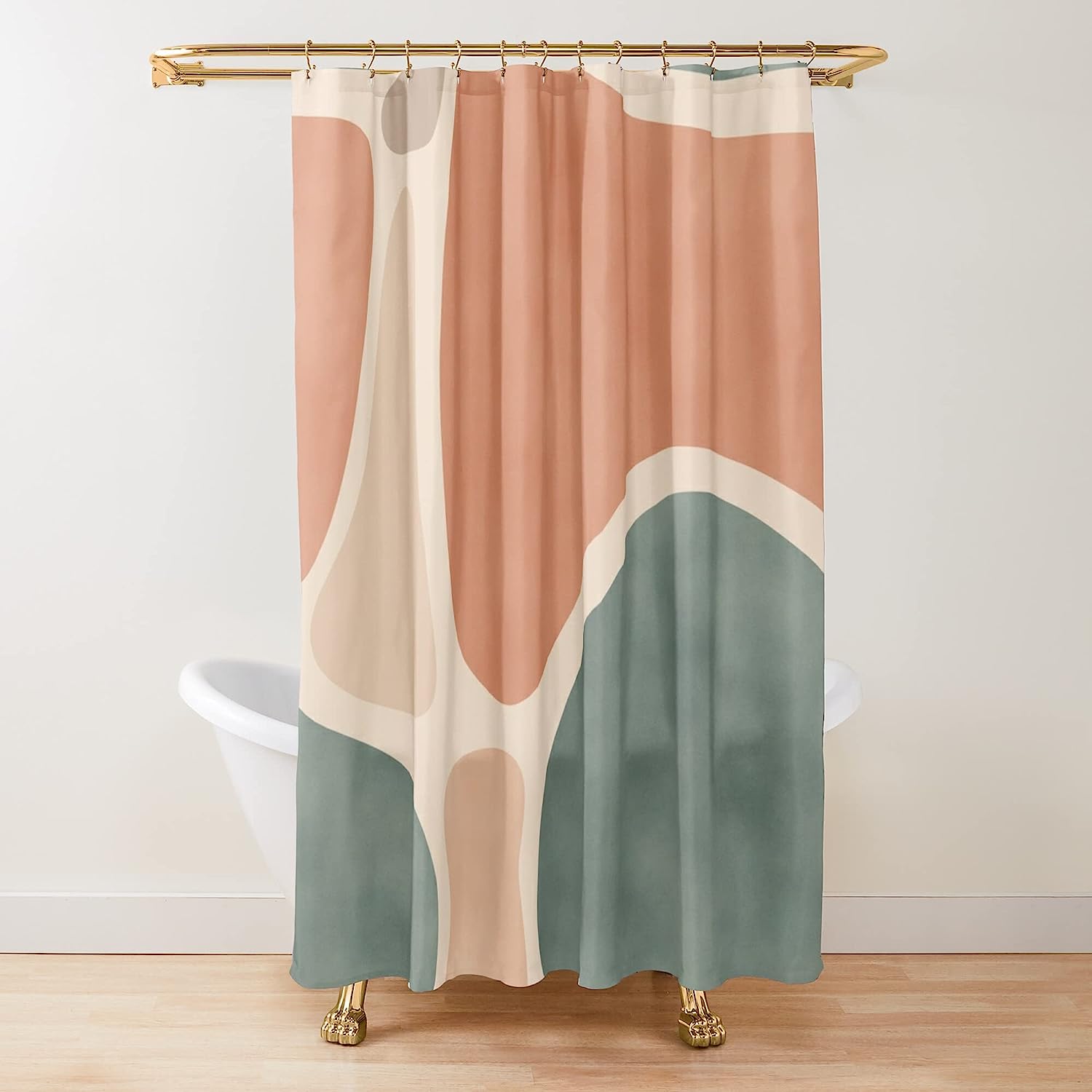 Earthy Geometric Shower Curtain For A Minimalist Bathroom Decor, Natural Bathroom Accessories - Image 3