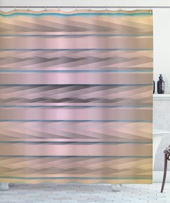 Earthy Zig Zag Motif Geometric Pattern Shower Curtain For Modern Bathroom Decor