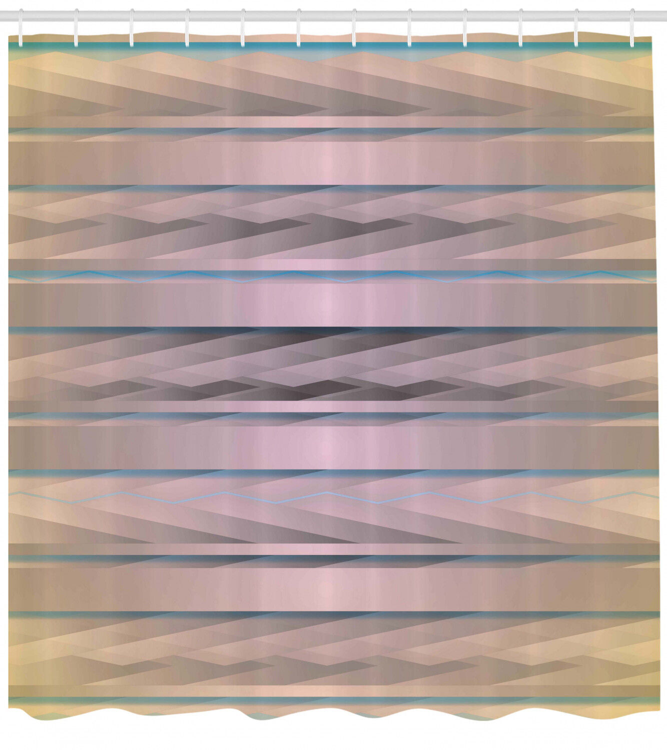 Earthy Zig Zag Motif Geometric Pattern Shower Curtain For Modern Bathroom Decor