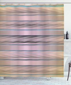 Earthy Zig Zag Motif Geometric Pattern Shower Curtain For Modern Bathroom Decor