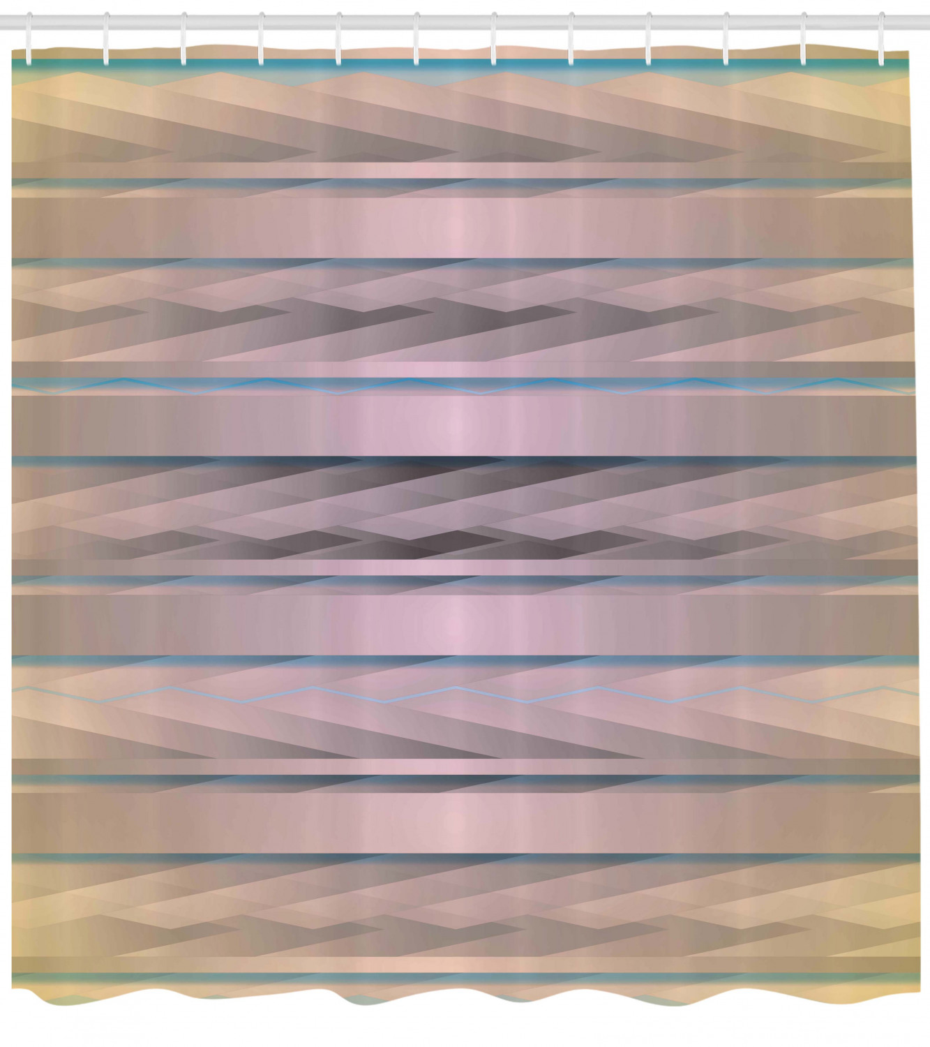 Earthy Zig Zag Motif Geometric Pattern Shower Curtain For Modern Bathroom Decor