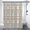 Earthy-Toned Boho Shower Curtain With Intricate Ethnic Pattern.
