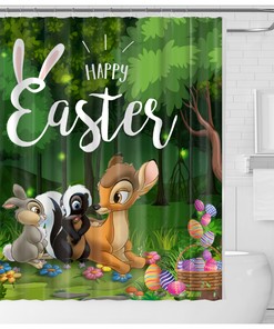 Easter Basket Eggs Waterproof Shower Curtain - Festive Bathroom Decor