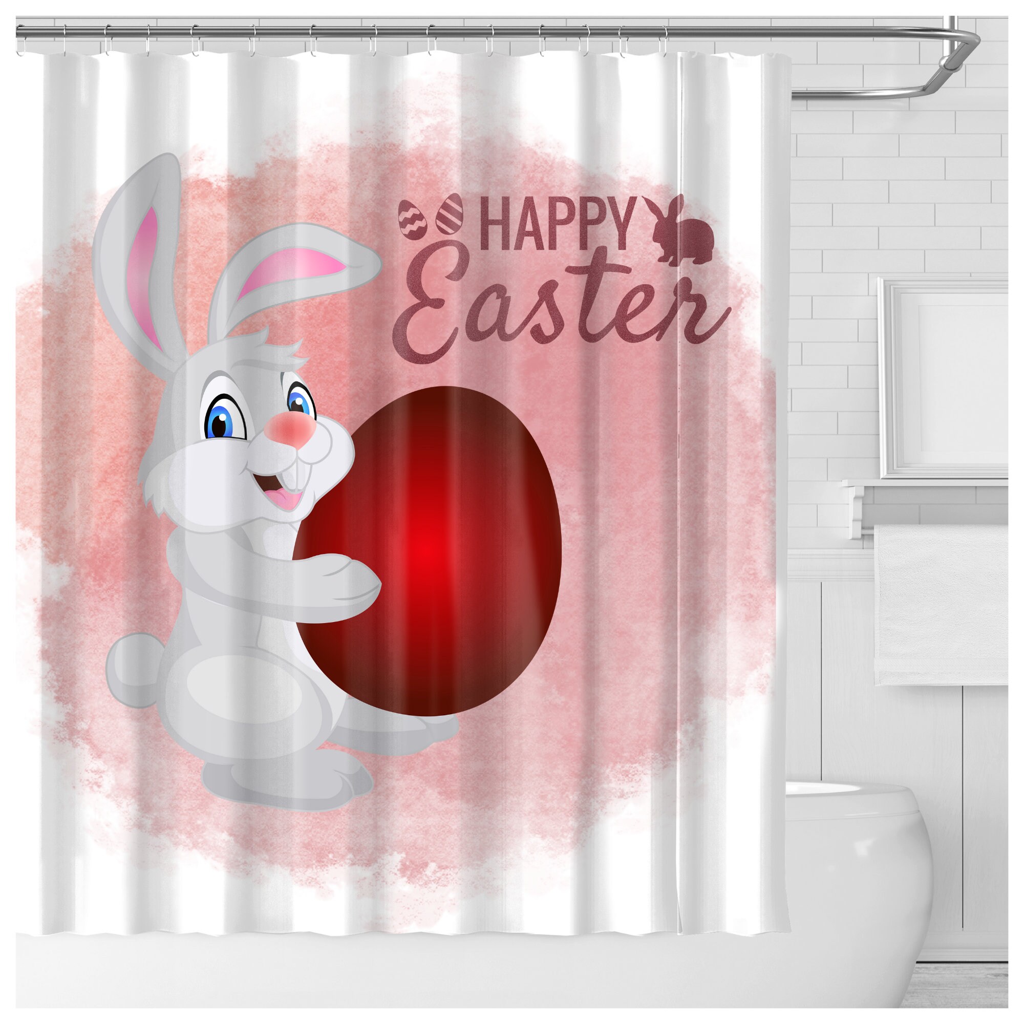 Easter Blue Eggs Fabric Shower Curtain - Waterproof Bathroom Gift