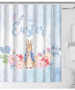 Easter Bunny And Chicks Shower Curtain - Adorable Animal Bathroom Decor