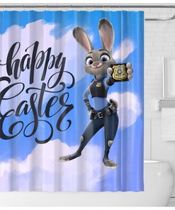 Easter Bunny And Eggs Shower Curtain - Cute Spring Bathroom Decor