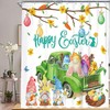 Easter Bunny And Gnomes With Bunny Eggs And Tulips Shower Curtain For Home Decor