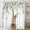 Easter Bunny Butterfly Foliage Decoration Shower Curtain for Bathroom 