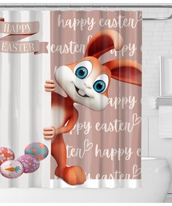 Easter Bunny & Colored Eggs Shower Curtain - Colorful Bathroom Decor