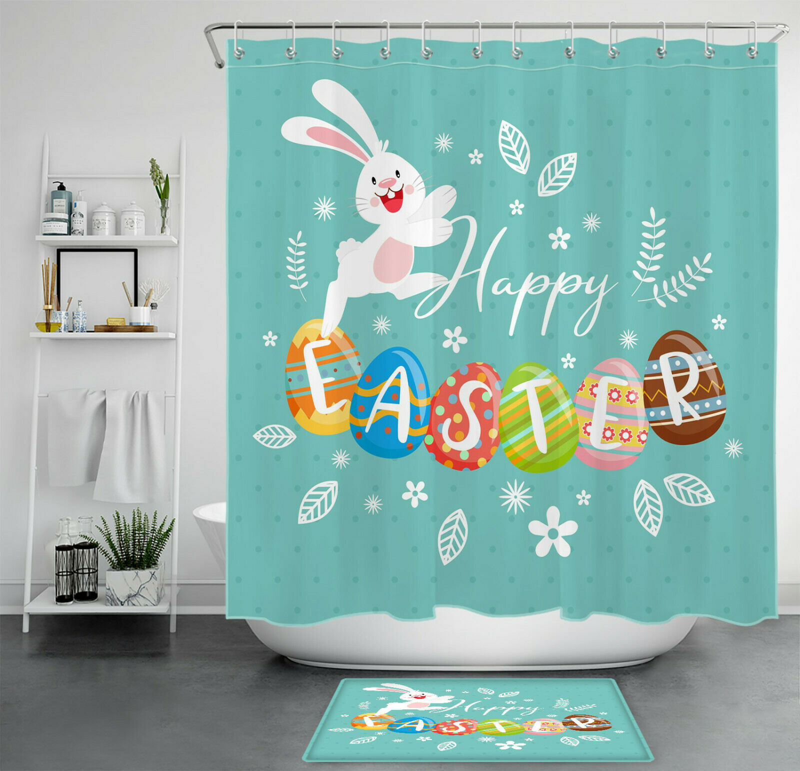 Easter Bunny Colorful Egg Shower Curtain - A Fun And Playful Addition To Your Bathroom