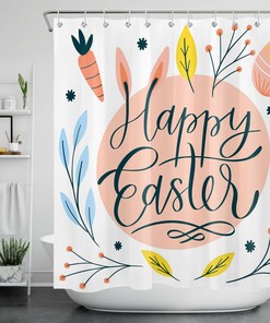 Easter Bunny Ears and Leaves Shower Curtain with Egg-citing Springtime Designs
