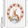Easter Bunny Egg Shower Curtain - Standard Spring Floral Watercolor Flowers Wreath Waterproof Fabric Bathroom Accessory