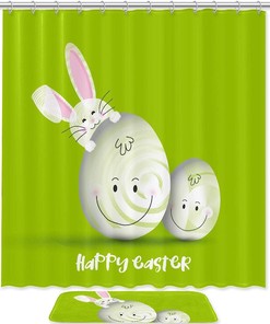 Easter Bunny Eggs Waterproof Shower Curtain For An Easter Celebration