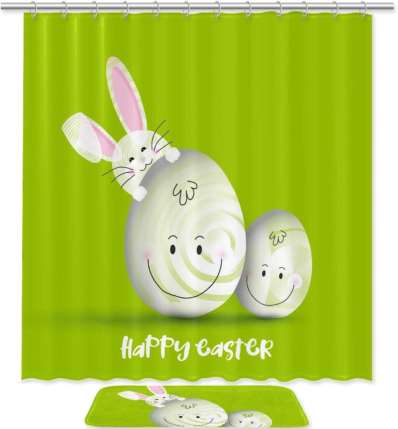 Easter Bunny Eggs Waterproof Shower Curtain For An Easter Celebration