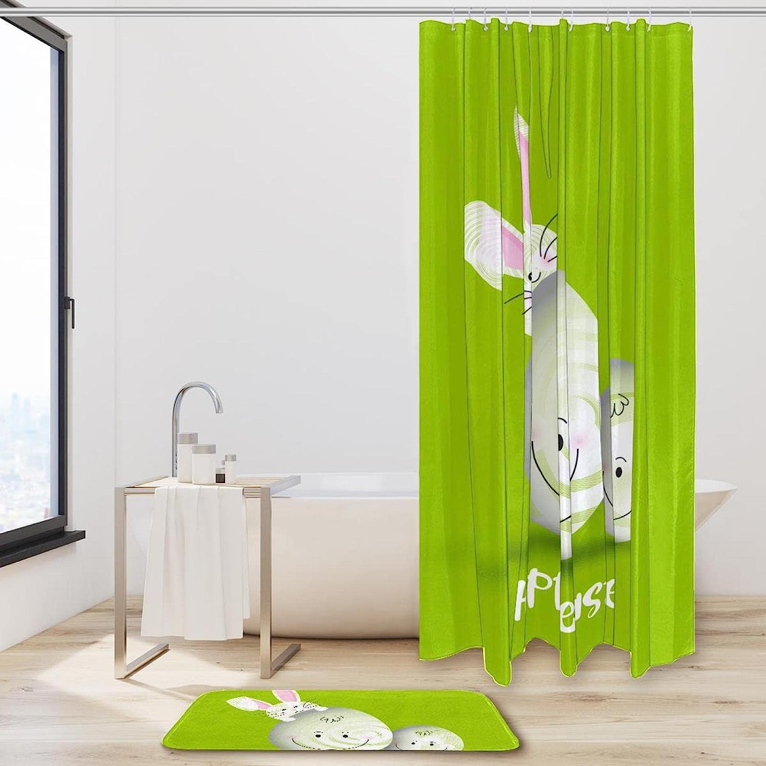 Easter Bunny Eggs Waterproof Shower Curtain For An Easter Celebration