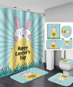 Easter Bunny & Flowers Shower Curtain - Cute Funny Rabbit Bathroom Decor