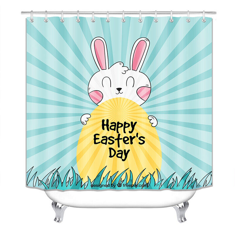 Easter Bunny & Flowers Shower Curtain - Cute Funny Rabbit Bathroom Decor
