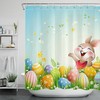 Easter Bunny Gnome Elf Shower Curtain - Colorful Bunny Eggs Decoration