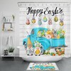 Easter Bunny Gnome Truck Shower Curtain Rustic Board Bathroom Decorations