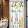 Easter Bunny Gnomes Shower Curtain with Colorful Eggs and Butterfly Design for Festive Bathroom