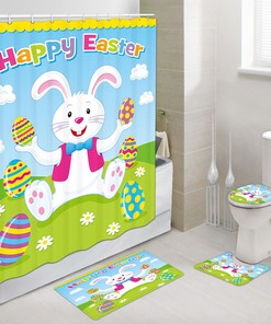 Easter Bunny Graffiti Shower Curtain - Playful Bathroom Decoration