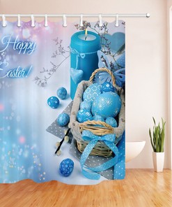 Easter Bunny Rabbit Eggs Shower Curtain - Cartoon Waterproof Bathroom Decor
