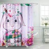 Easter Bunny Rabbit and Spring Flowers Shower Curtain for Fun Theme Bathroom