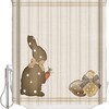 Easter Bunny Shower Curtain - Dots Rabbit Eggs Farmhouse Buffalo Plaid - Waterproof Decor For Bathrooms