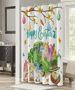 Easter Bunny Shower Curtain For Bathroom With Happy Easter Greeting