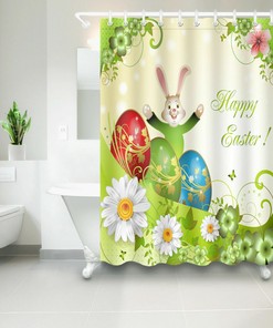 Easter Bunny Shower Curtain For Spring Bathroom Decor