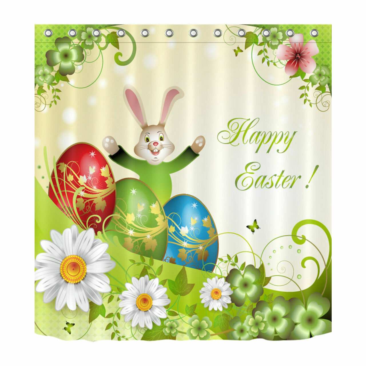 Easter Bunny Shower Curtain For Spring Bathroom Decor - Image 2