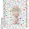 Easter Bunny Shower Curtain - Funny Rabbit Summer Daisy Colorful Polka Dots Waterproof Fabric Bathroom Decor