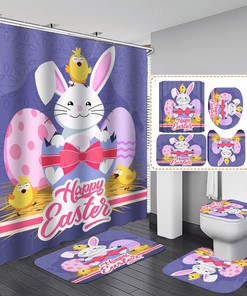 Easter Bunny Shower Curtain Mat With Bunny Design For A Festive Bathroom