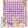 Easter Bunny Shower Curtain - Seasonal Purple Plaid for Bathroom Bathtubs