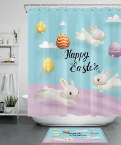 Easter Bunny Shower Curtain Set - Colorful And Fun Bathroom Decor