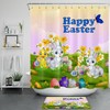 Easter Bunny Shower Curtain - Spring Flowers Egg Cute Bathroom Accessory