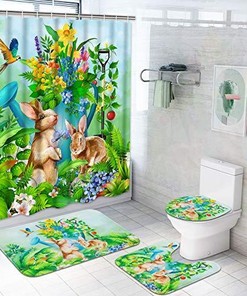 Easter Bunny Shower Curtain With Fun Quote For Bathroom Decor