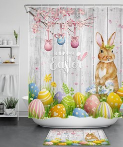 Easter Bunny Shower Curtain With Quotes