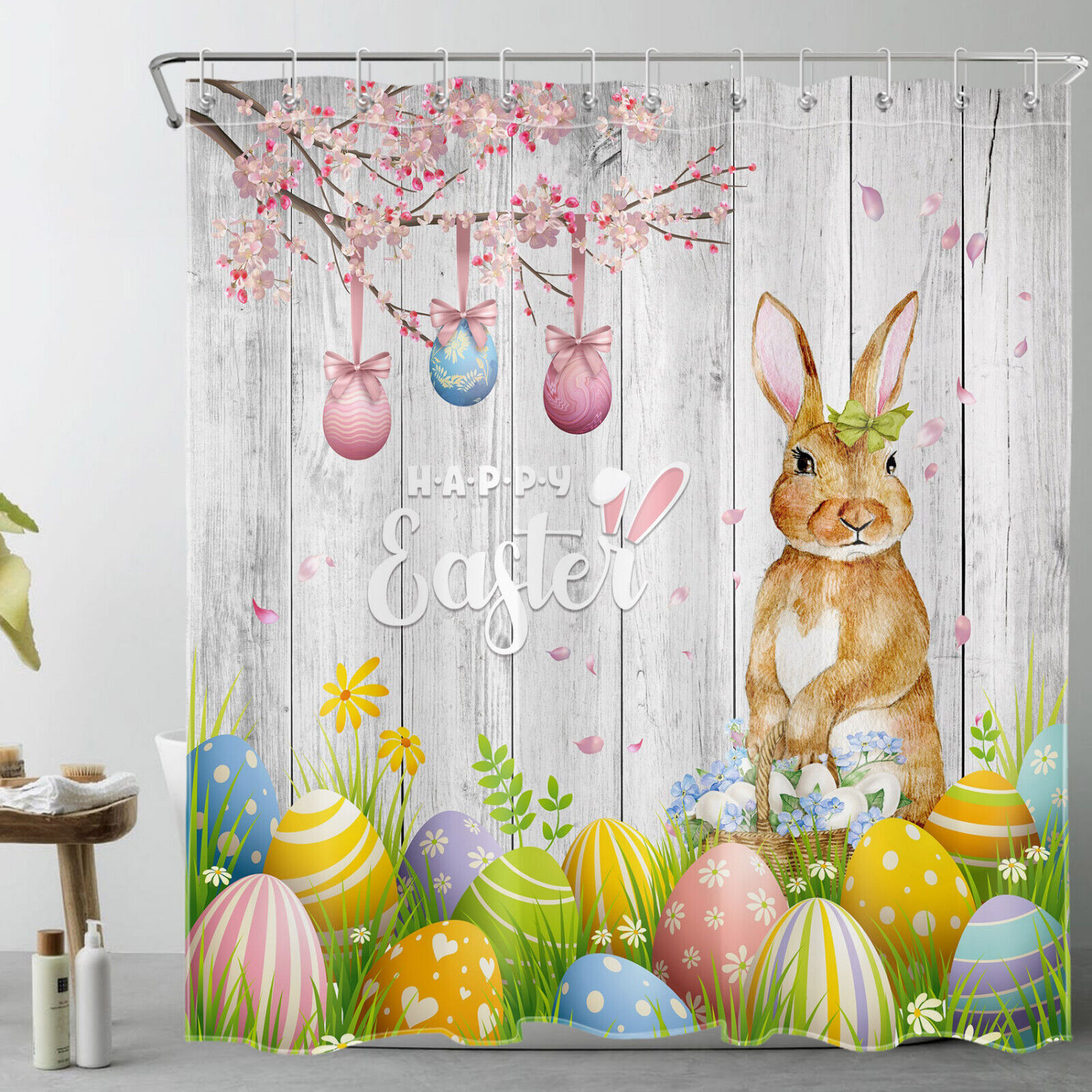 Easter Bunny Shower Curtain With Quotes - Image 2