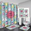 Easter Bunny Spring Floral Shower Curtain - Rustic Wood Planks Bathroom Decor