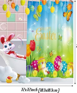 Easter Bunny Sunshine Shower Curtain - Spring-Inspired Bathroom Decor with Waterproof Fabric and Charming Design