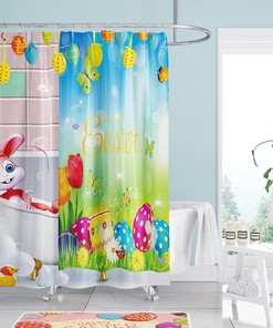 Easter Bunny Sunshine Shower Curtain - Spring-Inspired Bathroom Decor with Waterproof Fabric and Charming Design