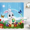 Easter Bunny Teal Truck Shower Curtain - Buffallo Plaid Bathroom Decor