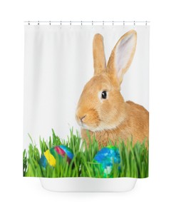 Easter Bunny Watercolor Rabbit Shower Curtain For Bathroom Decor
