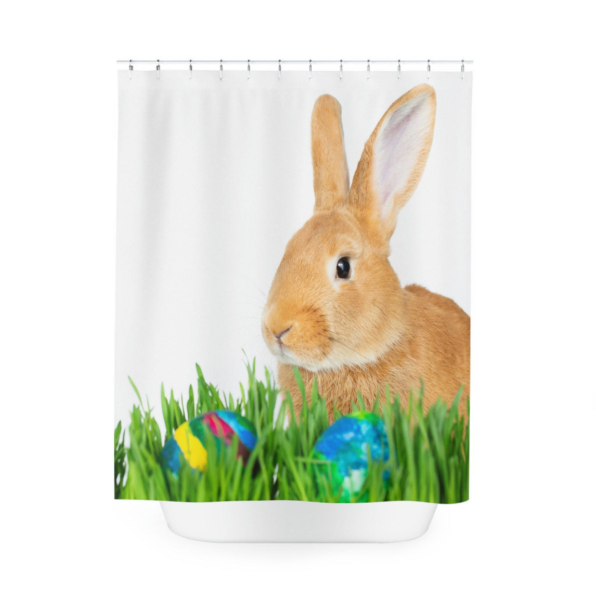 Easter Bunny Watercolor Rabbit Shower Curtain For Bathroom Decor
