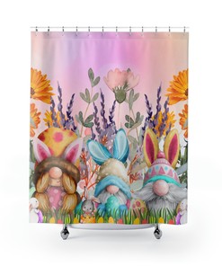 Easter Bunny With Eggs And Cute Animals Spring Shower Curtain With Bathroom Shower Curtains