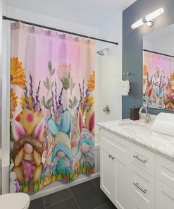 Easter Bunny With Eggs And Cute Animals Spring Shower Curtain With Bathroom Shower Curtains