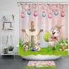 Easter Bunny and Flower Prints on Pink Shower Curtain for Bathroom