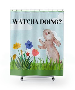 Easter Bunny and Flowers Shower Curtain for Cheerful Bathroom Decor, 72x72 - Kids Bathroom Shower Curtain