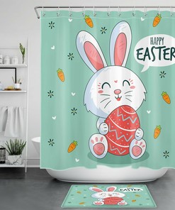 Easter Carrot Shower Curtain - Jolly Bunny Egg Bathroom Decor